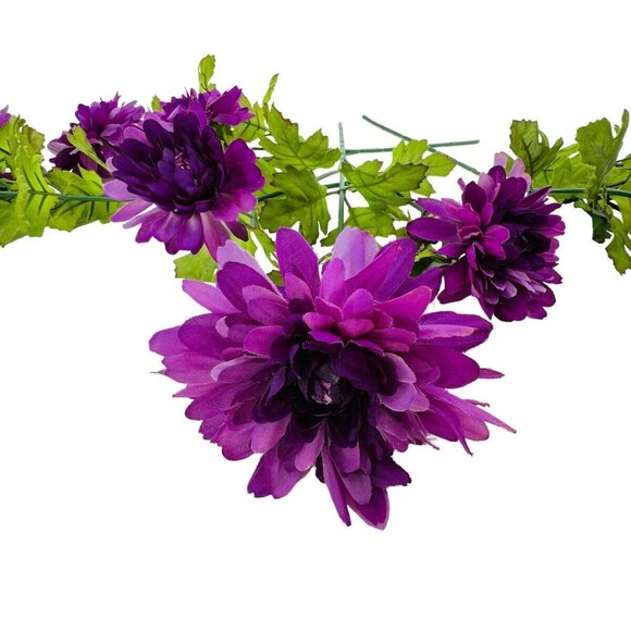 Artificial Flower Purple Pink Multi Bouquet Roses Mums Hydran Cattail Clematis - Picture 11 of 16